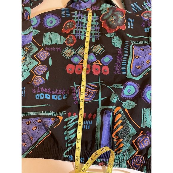 Vintage Emily Adams Blazer Medium Bomber Abstract Print Button Front Maximalism - Picture 13 of 16